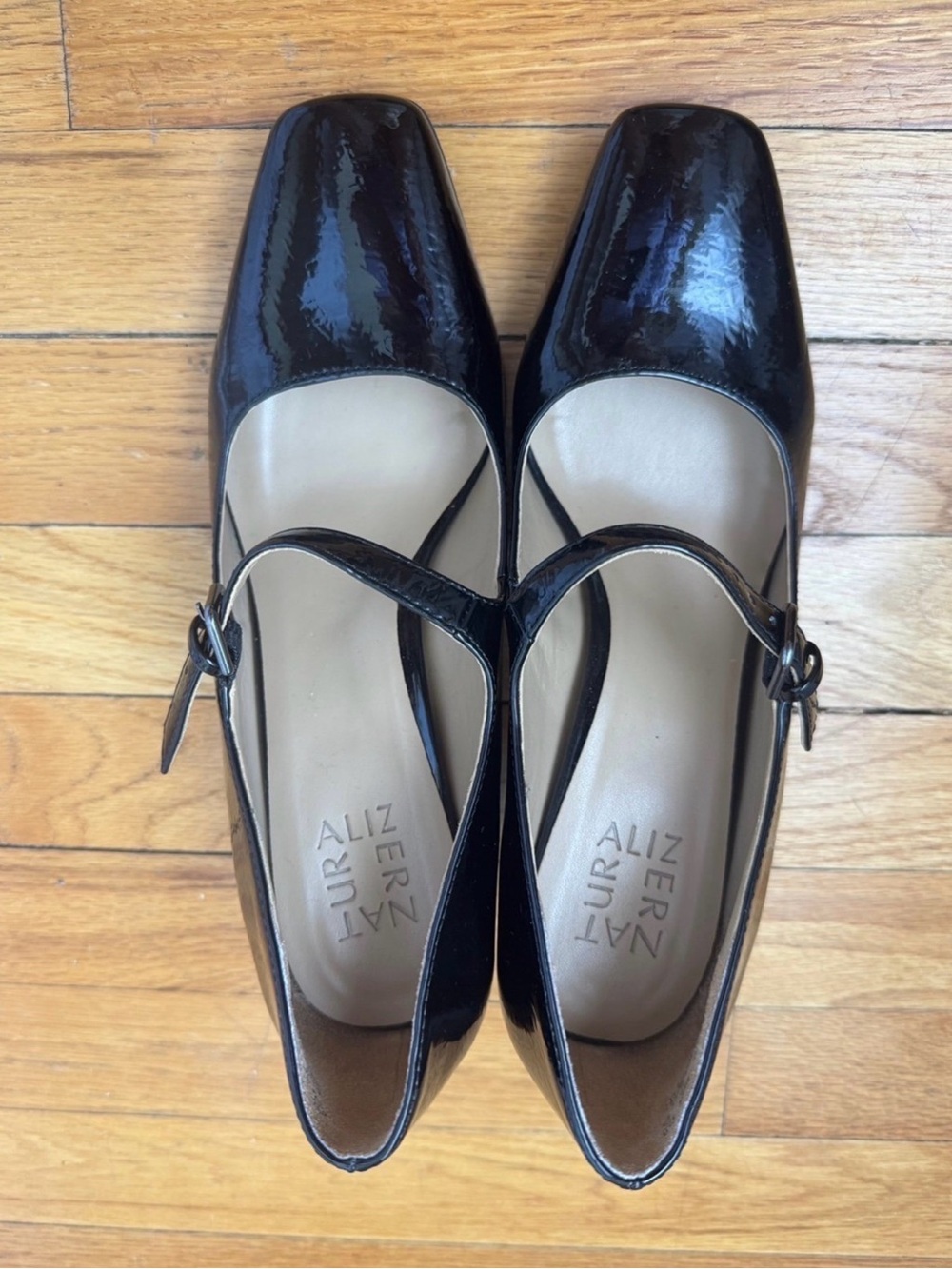 Naturalizer Black Patent Mary Jane Block Heels